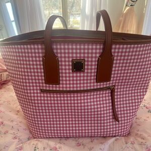 Dooney and Burke Pink Gingham Tote Bag- large